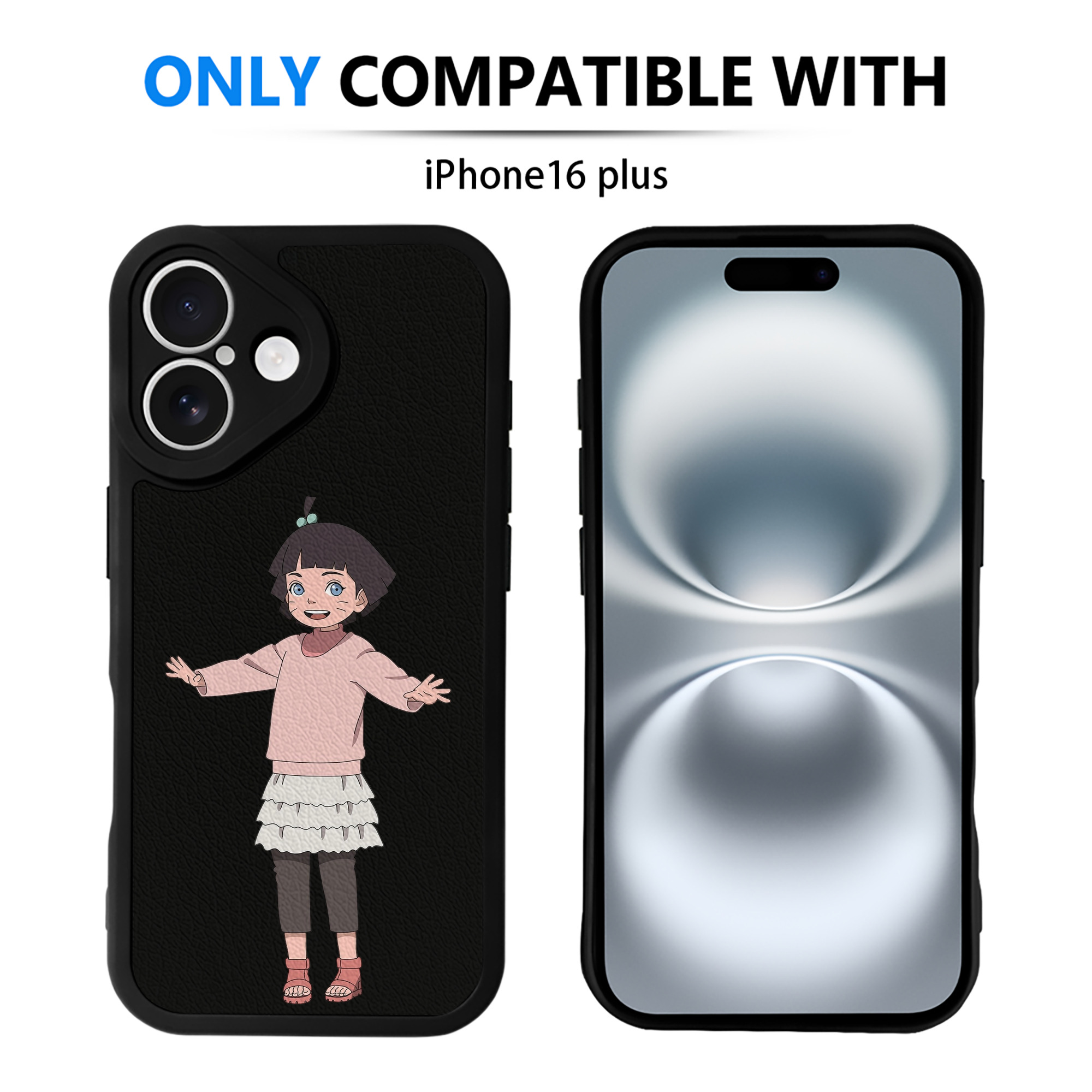 （画像用） NARUTO -ナルト- うずまき ヒマワリ Uzumaki Himawari 【iPhone 16シリーズ対応】シリコンスマホケース（レザー調） 材質：シリコン